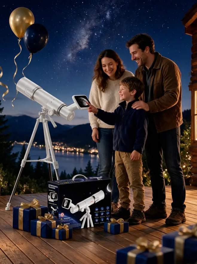 70mm Digital Refractor Telescope with LCD Display, Adjustable Tripod ...